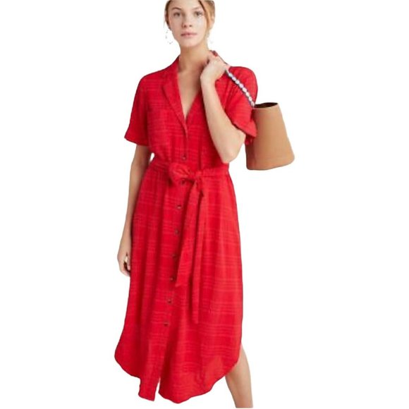 Anthropologie Dresses & Skirts - Anthropologie Maeve Women Red Large Textured Aria